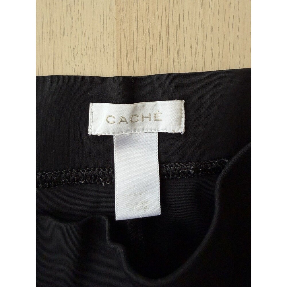 Cache Black Ankle Cutout Leggings Women Glam Pants Laser Stretch Elastic Waist M - Picture 2 of 10